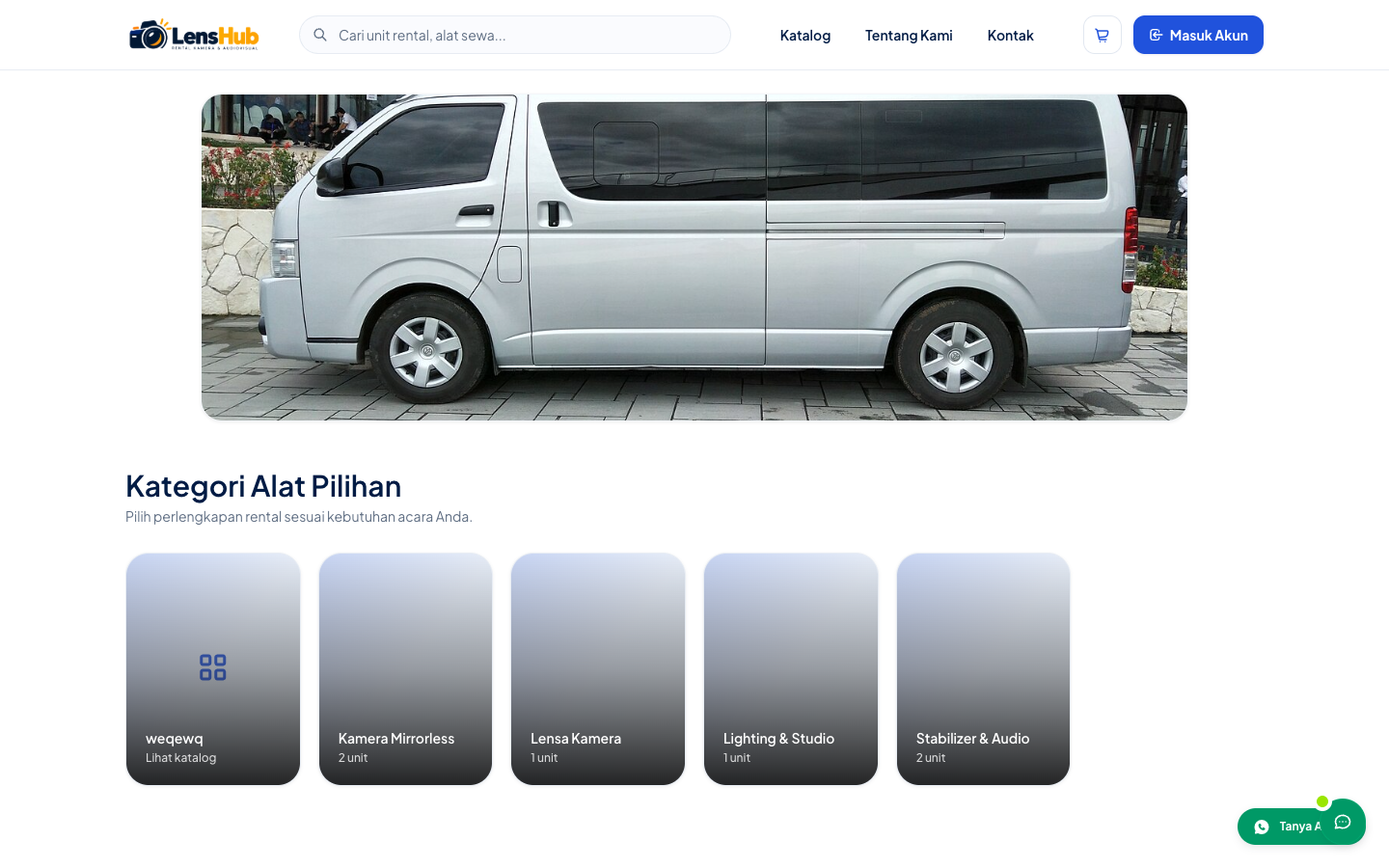 Contoh tampilan katalog rental kamera